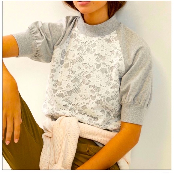 Anthropologie Tops - Anthropologie Greta Lace Sweatshirt